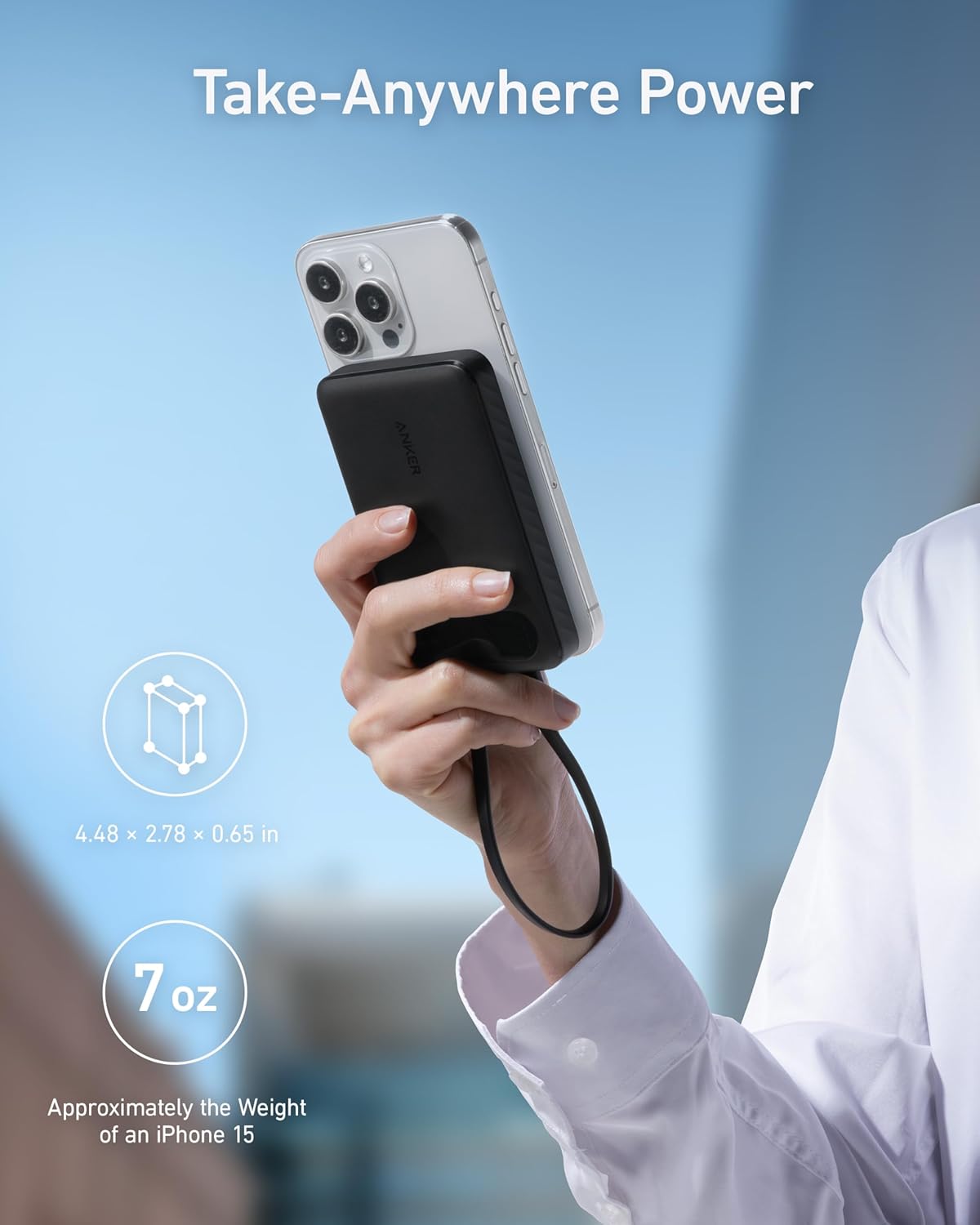 Zunanja baterija Anker PowerCore, 10000 mAh, 22,5 W, QC + PD, 1 x USB-A - 2 x USB-C, črna A1257G11