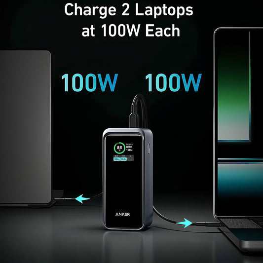 Zunanja baterija Anker Prime, 20000 mAh, 200 W, QC + PD, 1 x USB-A - 2 x USB-C, črna A1336011