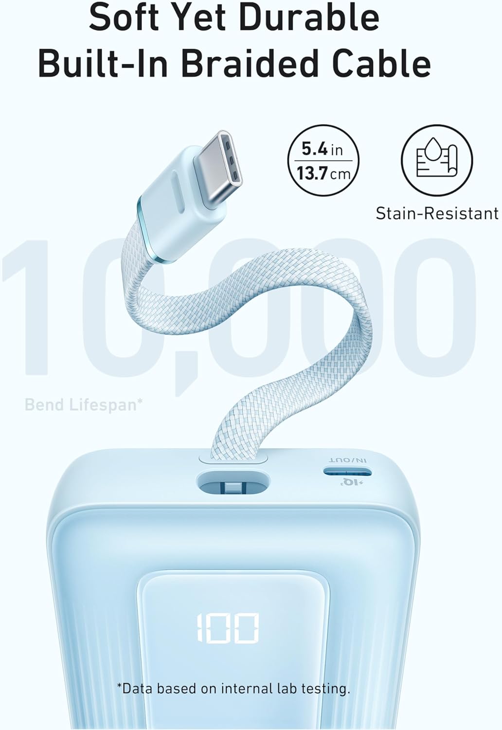 Zunanja baterija Anker Zolo, 10000mAh, 30W, QC + PD, 1 x USB-A - 2 x USB-C, modra A1688031