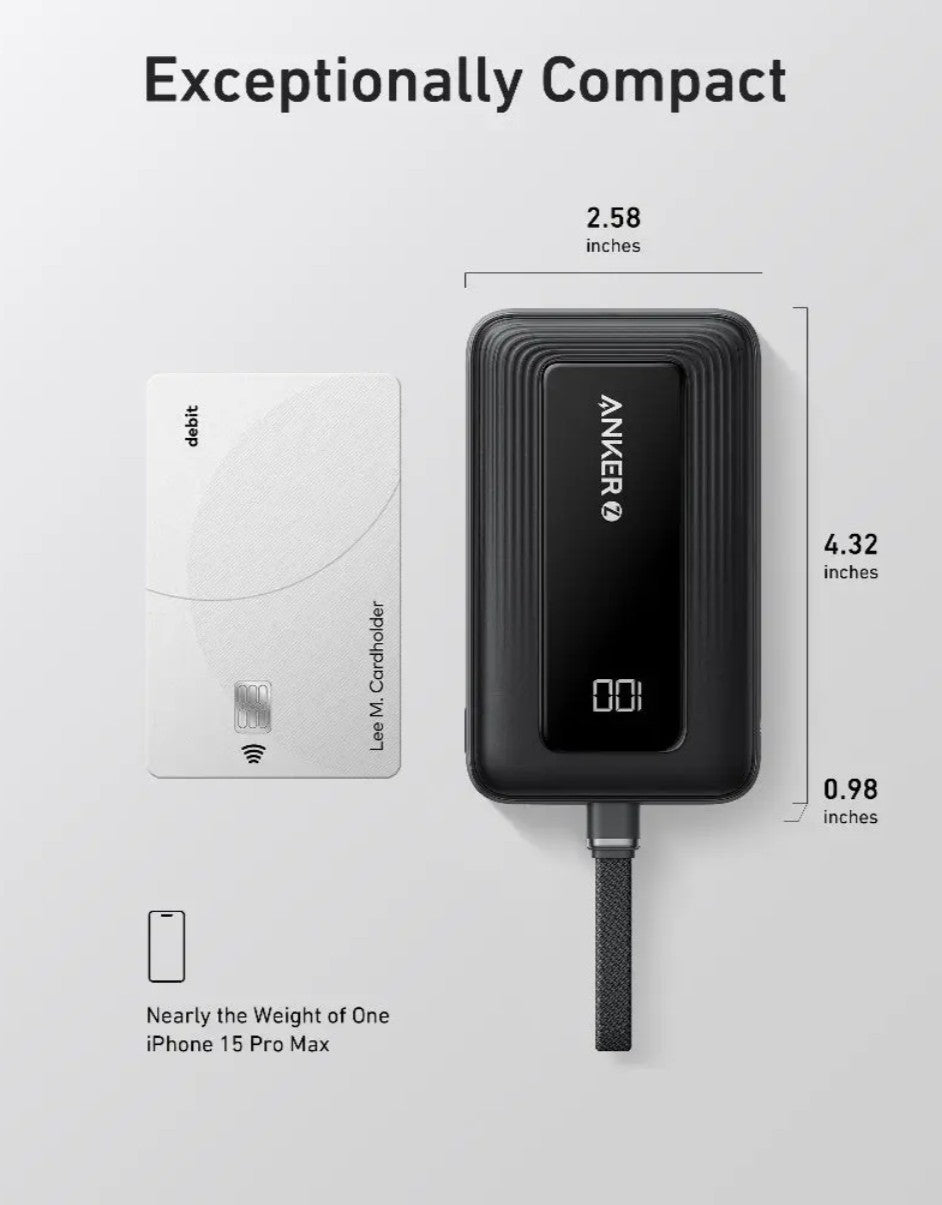 Zunanja baterija Anker Zolo, 10000mAh, 30W, QC + PD, 1 x USB-A - 2 x USB-C, Črna A1688H11