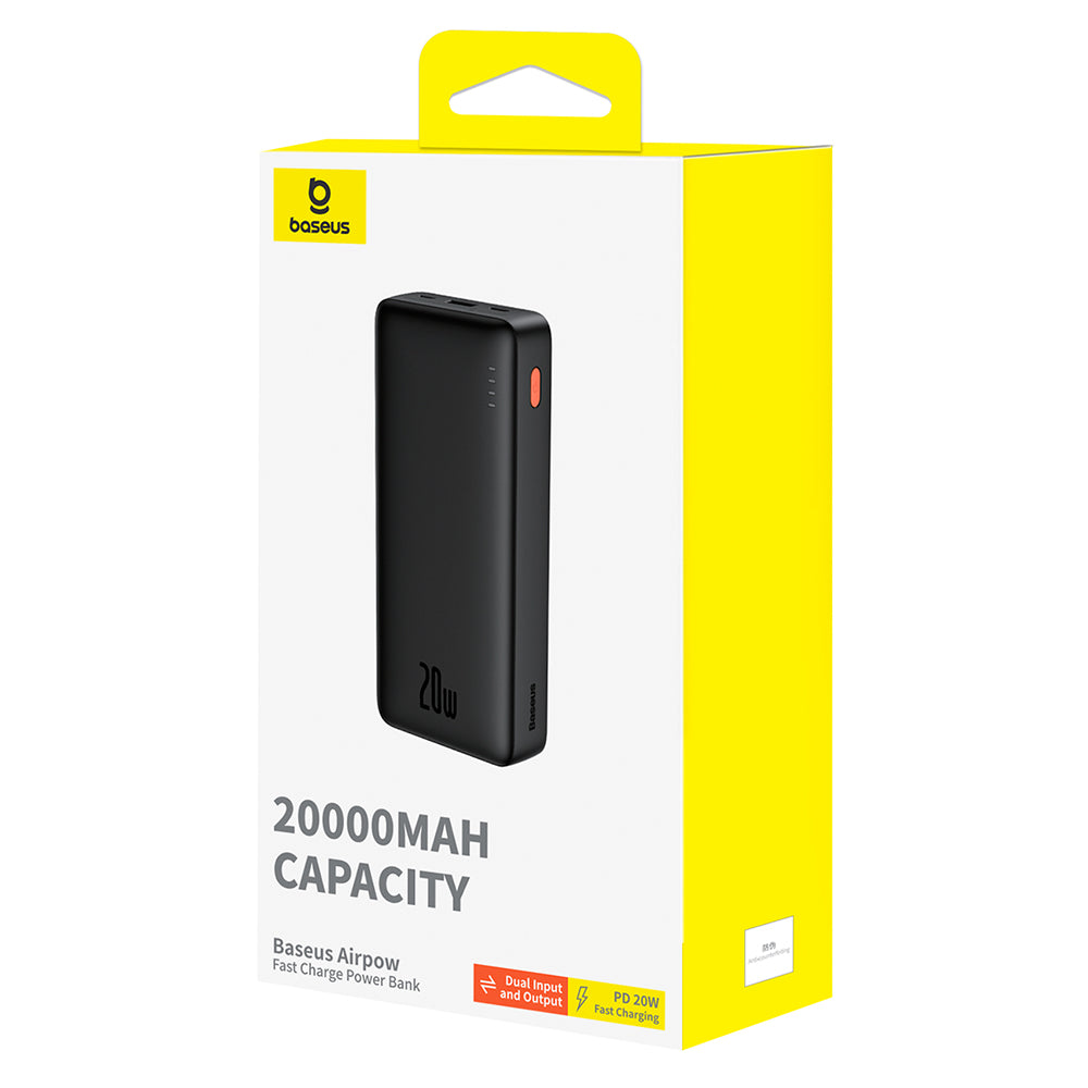 Zunanja baterija Baseus Airpow, 20000mAh, 20W, QC + PD, 1 x USB-A - 1 x USB-C, Črna P10022804113-00