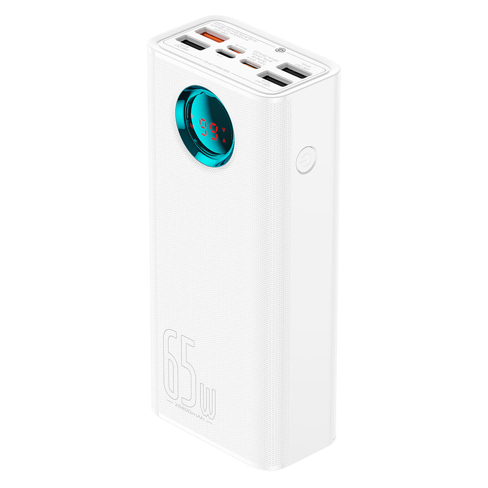 Zunanja baterija Baseus Amblight Digital Display, 26800mAh, 65W, QC + PD, 1 x USB-C - 4 x USB-A, Bela P10022402223-00