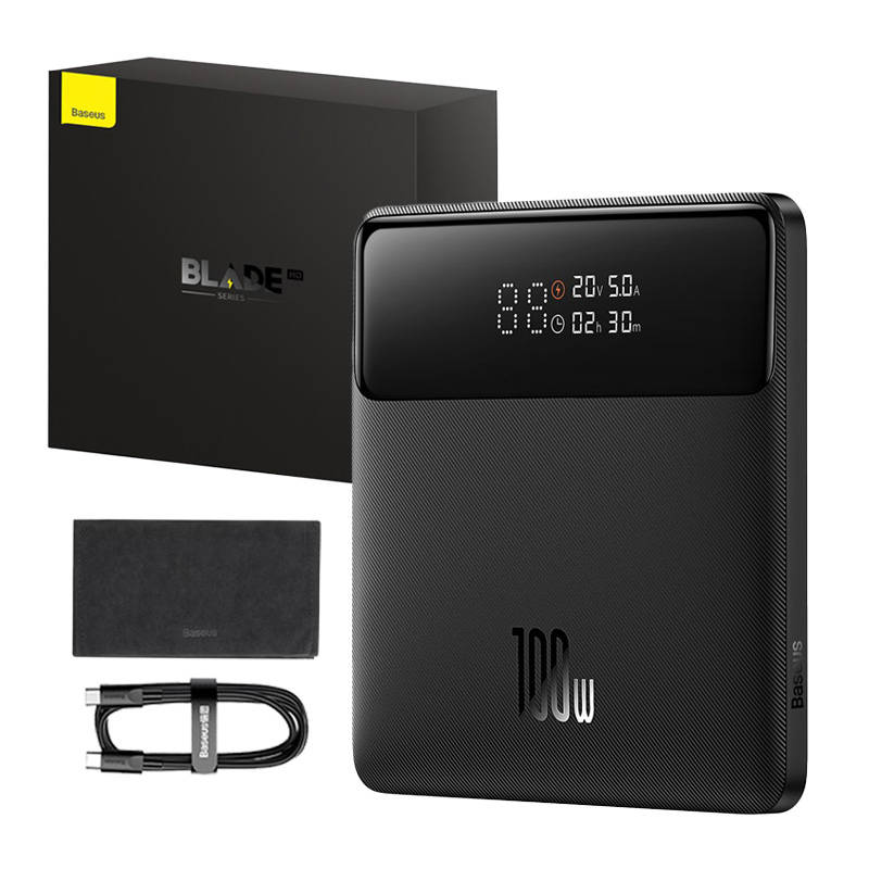 Zunanja baterija Baseus Blade HD, 20000mAh, 100W, QC + PD, 2 x USB-A - 2 x USB-C, Črna PPBL000301