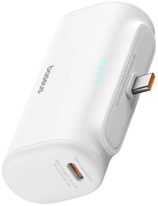 Zunanja baterija Baseus Compact, 5000mAh, 20W, PD, 2 x USB-C, Bela P10068306213-00
