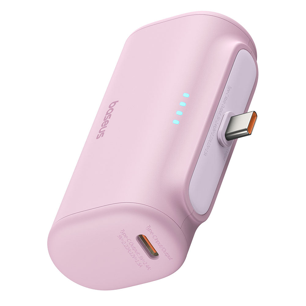 Zunanja baterija Baseus Compact, 5000mAh, 20W, PD, 2 x USB-C, Roza P10068306413-00