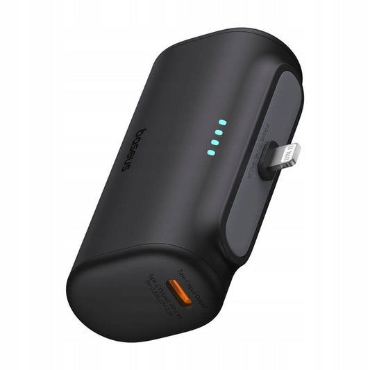 Zunanja baterija Baseus Compact, 5000mAh, 20W, PD, 1 x Lightning - 1 x USB-C, Črna P10068307113-00