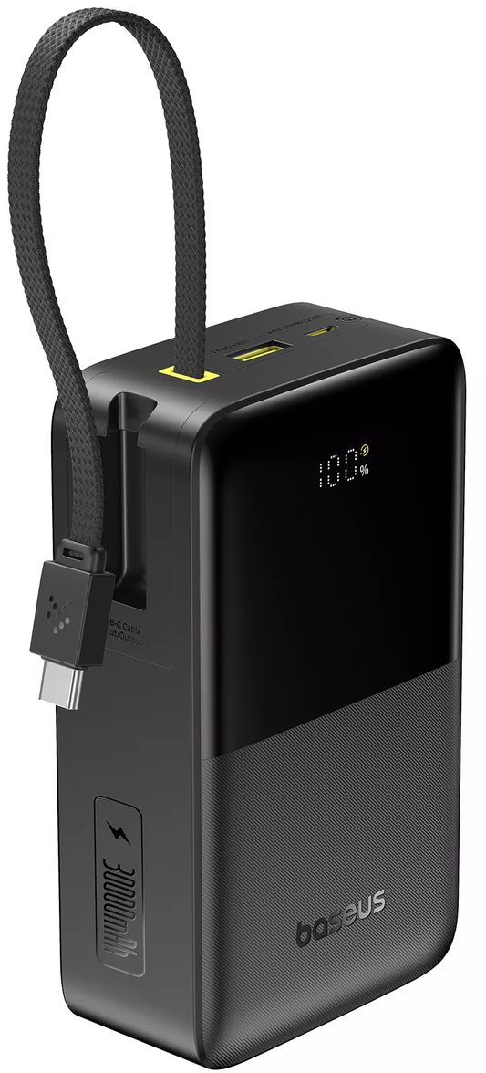 Zunanja baterija Baseus EnerFill Bipow2 Pro, 30000mAh, 22.5W, QC + PD, 1 x USB-A - 2 x USB-C, Črna E0028100