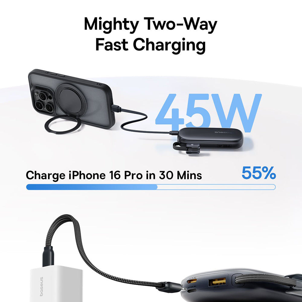 Zunanja baterija Baseus EnerFill FC21 Qpow 3 Ultra, 10000mAh, 45W, QC + PD, 1 x USB-A - 1 x USB-C, Modra E0027Q03