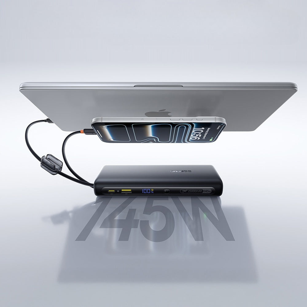 Zunanji akumulator Baseus EnerFill FC41, 25000mAh, 145W, QC + PD, 1 x USB-A - 3 x USB-C, Črn E0028H03