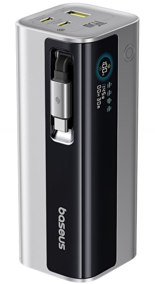 Zunanji akumulator Baseus EnerGeek GR11, 20000mAh, 145W, QC + PD, 1 x USB-A - 3 x USB-C, Srebrna E0027B02