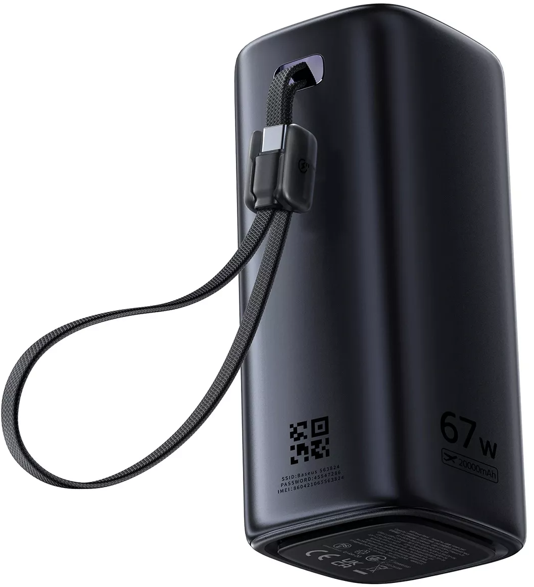 Zunanji akumulator Baseus EnerGeek GX11, 20000mAh, 67W, QC + PD, 1 x USB-A - 2 x USB-C, Črn E0025701