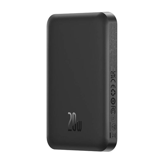 Baseus Magnetna mini brezžična zunanja baterija, 5000 mAh, 20 W, PD + FQI, 1 x QI - 1 x USB-C, črna P10022107113-00