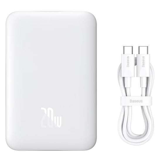 Zunanja baterija Baseus Magnetic Mini, 10000mAh, 20W, PD + FQI, 1 x USB-C, Bela P10059001223-00