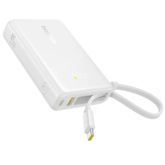 Baseus PicoGo External Battery, 10000mAh, 45W, QC + PD, 1 x USB-A - 2 x USB-C, White P10076803213-00