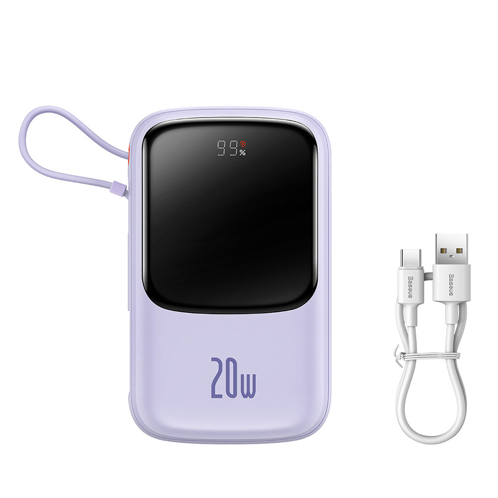 Zunanja baterija Baseus Qpow Pro, 20000mAh, 20W, QC + PD, 1 x Lightning - 1 x USB-A - 1 x USB-C, Vijolična PPQD030005