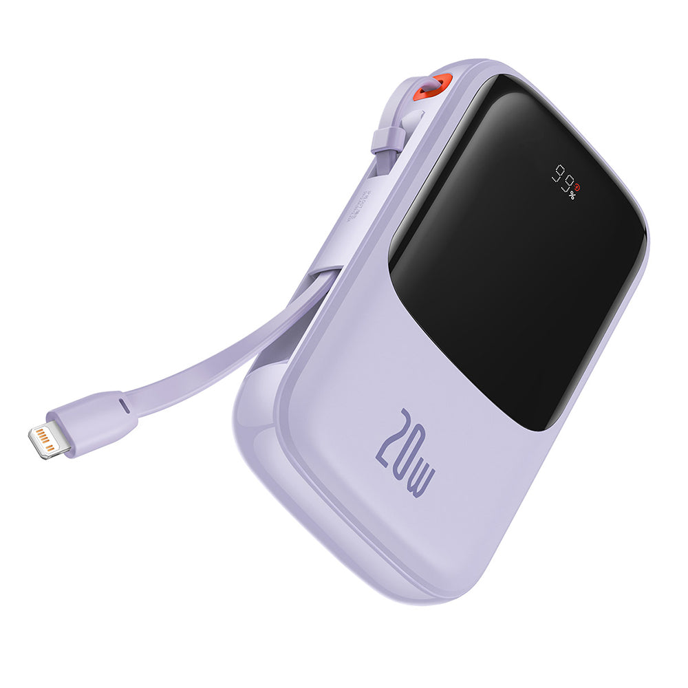 Zunanja baterija Baseus Qpow Pro, 20000mAh, 20W, QC + PD, 1 x Lightning - 1 x USB-A - 1 x USB-C, Vijolična PPQD030005