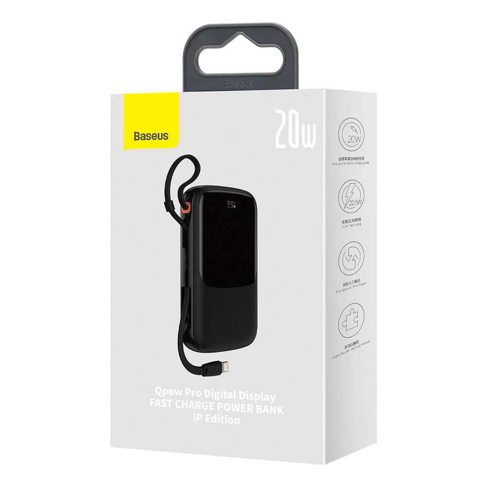 Zunanja baterija Baseus Qpow Pro, 20000mAh, 20W, QC + PD, 1 x Lightning - 1 x USB-A - 1 x USB-C, Vijolična PPQD030005