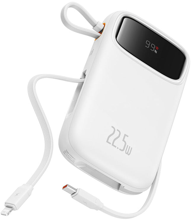Zunanja baterija Baseus Qpow2, 10000mAh, 22.5W, QC + PD, 1 x Lightning - 1 x USB-A - 2 x USB-C, Bela P10055003223-00