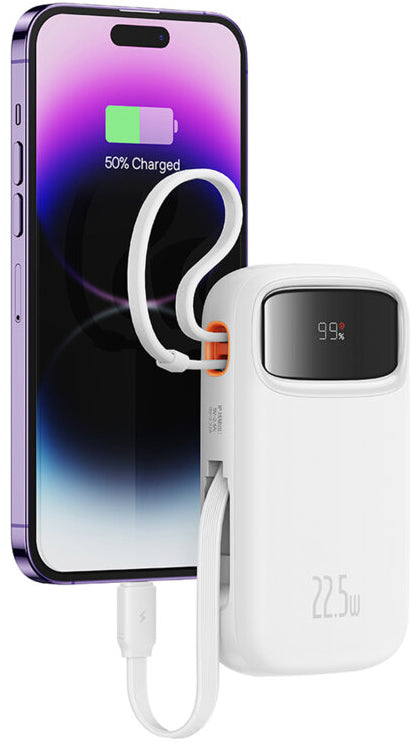 Zunanja baterija Baseus Qpow2, 10000mAh, 22.5W, QC + PD, 1 x Lightning - 1 x USB-A - 2 x USB-C, Bela P10055003223-00