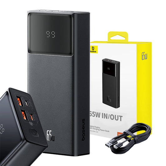 Baseus Star Lord zunanja baterija, 20000 mAh, 65 W, QC + PD, 1 x USB-C - 2 x USB-A, črna P1002290906113-00
