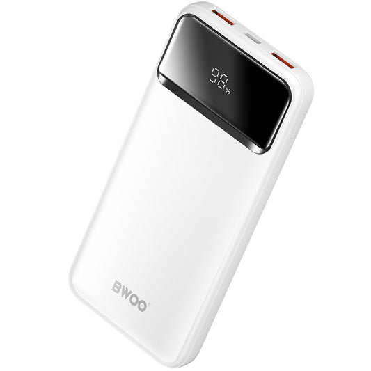 Zunanji akumulator BWOO BO-P34, 10000mAh, 22,5W, QC + PD, 1 x USB-C - 2 x USB-A, bela