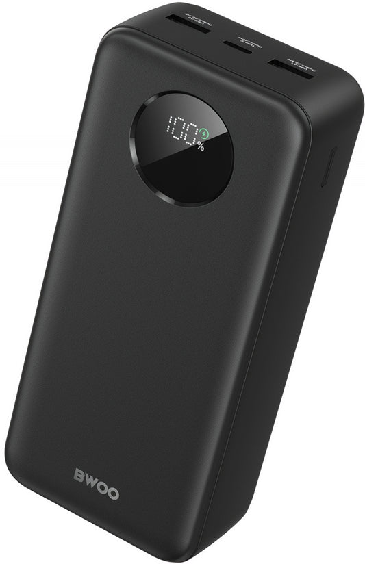 Zunanja baterija BWOO BO-P64, 30000mAh, 22.5W, QC + PD, 1 x USB-C - 2 x USB-A, Črna