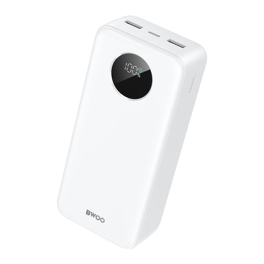 Zunanja baterija BWOO BO-P64, 30000mAh, 22.5W, QC + PD, 1 x USB-C - 2 x USB-A, Bela