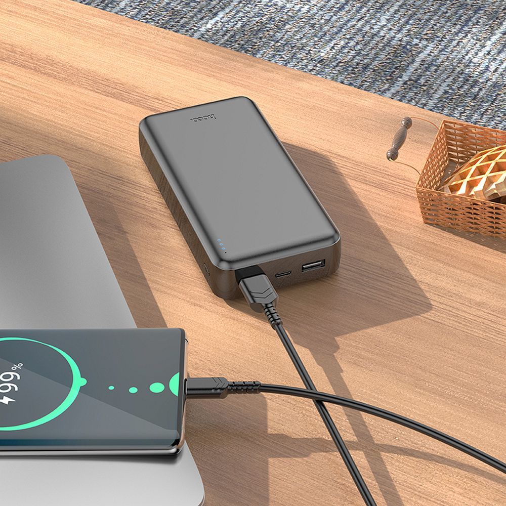 Zunanji baterijski paket HOCO J100A, 20000mAh, 10W, 2 x USB-A, Črn