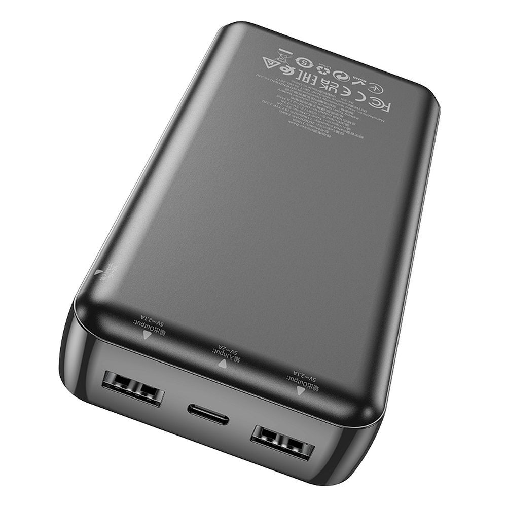 Zunanji baterijski paket HOCO J100A, 20000mAh, 10W, 2 x USB-A, Črn