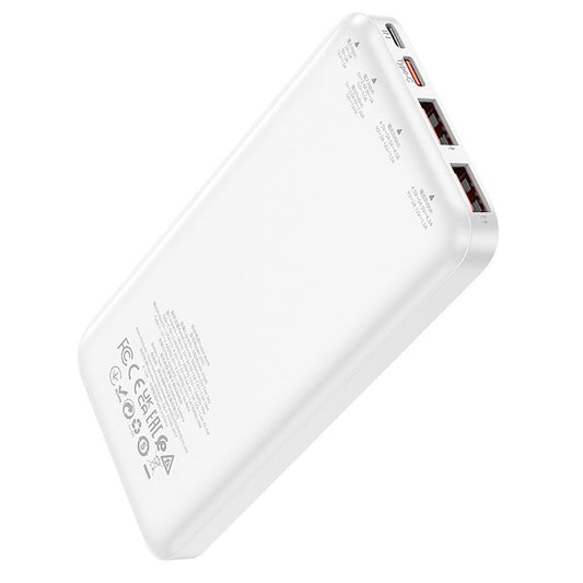 Zunanja baterija HOCO J101, 10000mAh, 22.5W, QC + PD, 1 x USB-C - 2 x USB-A, Bela