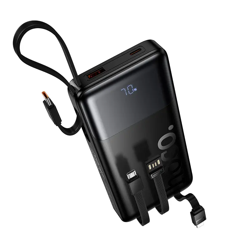 Zunanji akumulator HOCO J156 Founder, 10000mAh, 22,5W, QC + PD, 1 x Lightning - 1 x microUSB - 1 x USB-A - 2 x USB-C, Črn