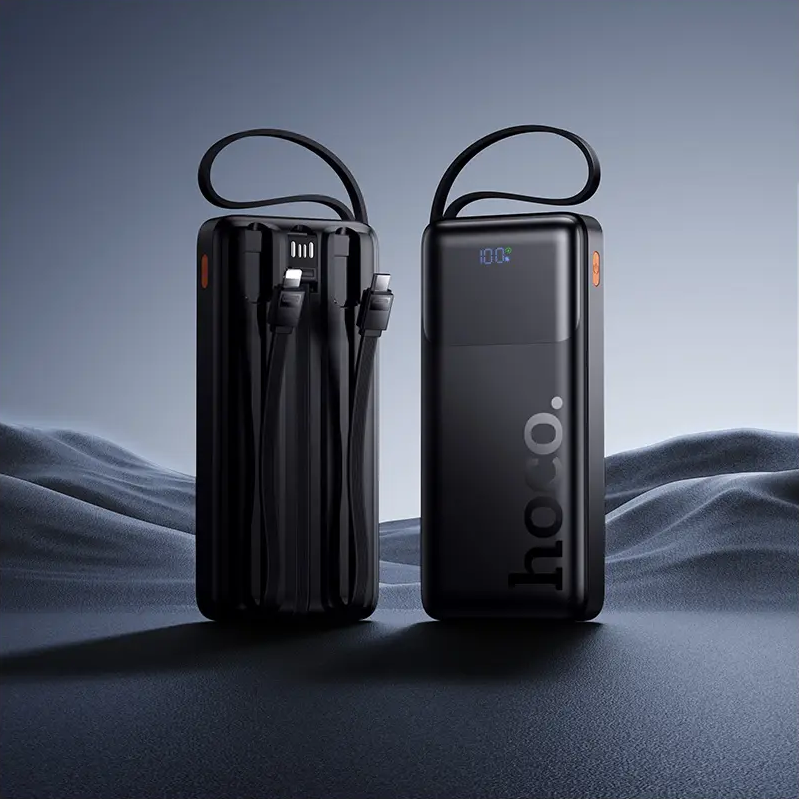Zunanji akumulator HOCO J156 Founder, 10000mAh, 22,5W, QC + PD, 1 x Lightning - 1 x microUSB - 1 x USB-A - 2 x USB-C, Črn