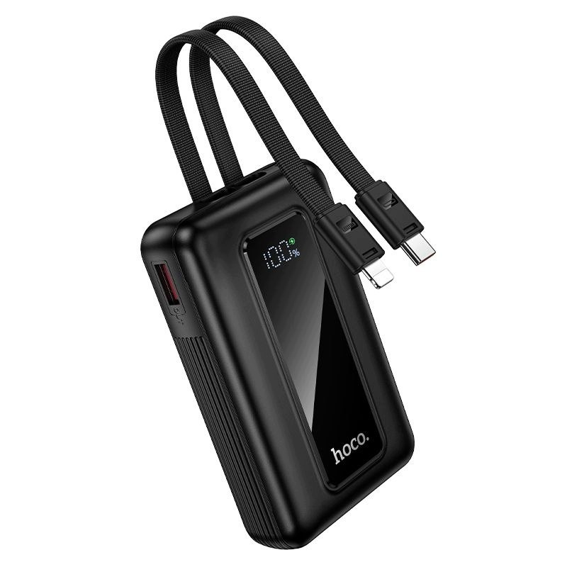 Zunanji baterijski paket HOCO J162, 10000mAh, 22.5W, QC + PD, 1 x Lightning - 1 x USB-A - 2 x USB-C, Črn