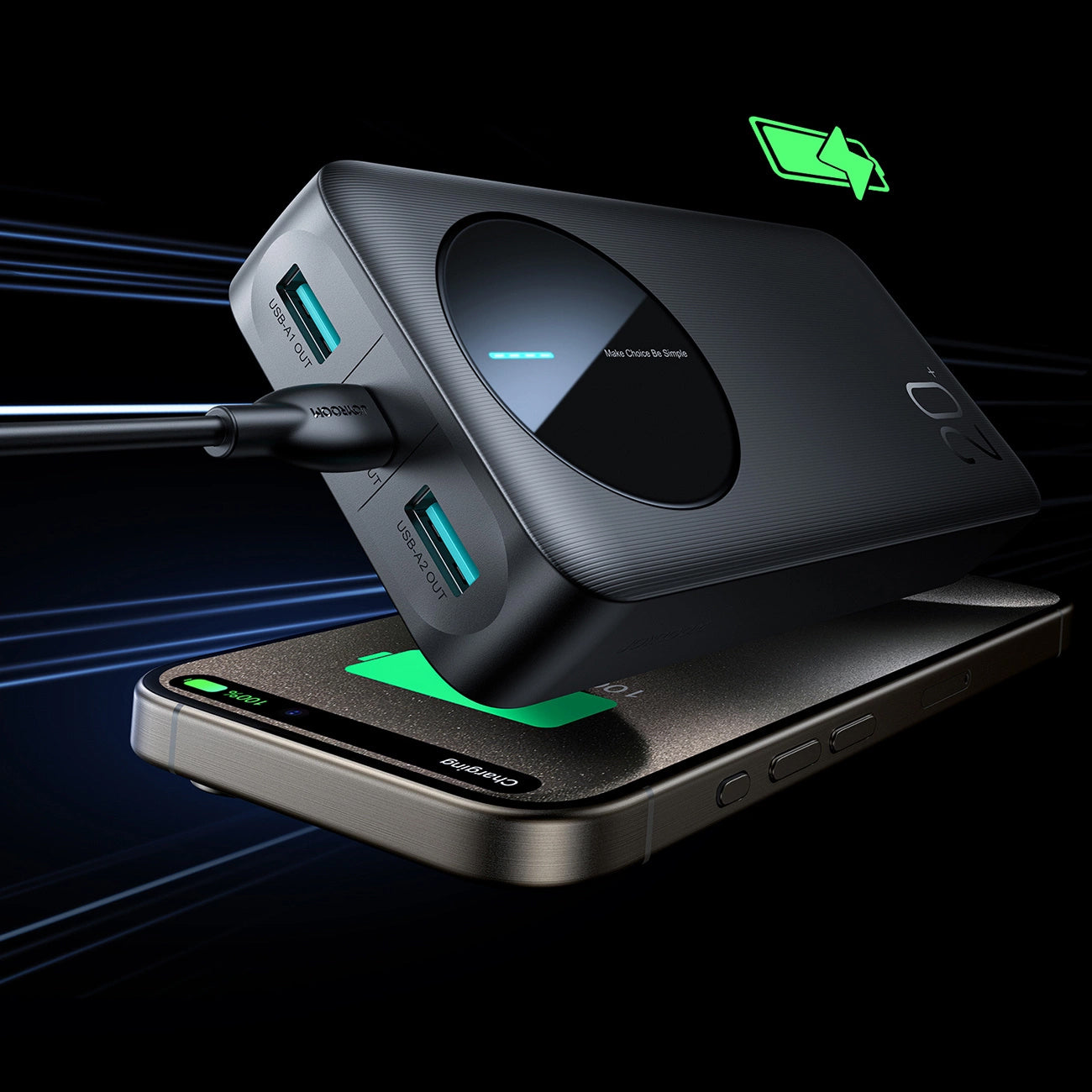 Zunanja baterija Joyroom JR-PBF14, 20000mAh, 12W, 1 x USB-C - 2 x USB-A, Črna