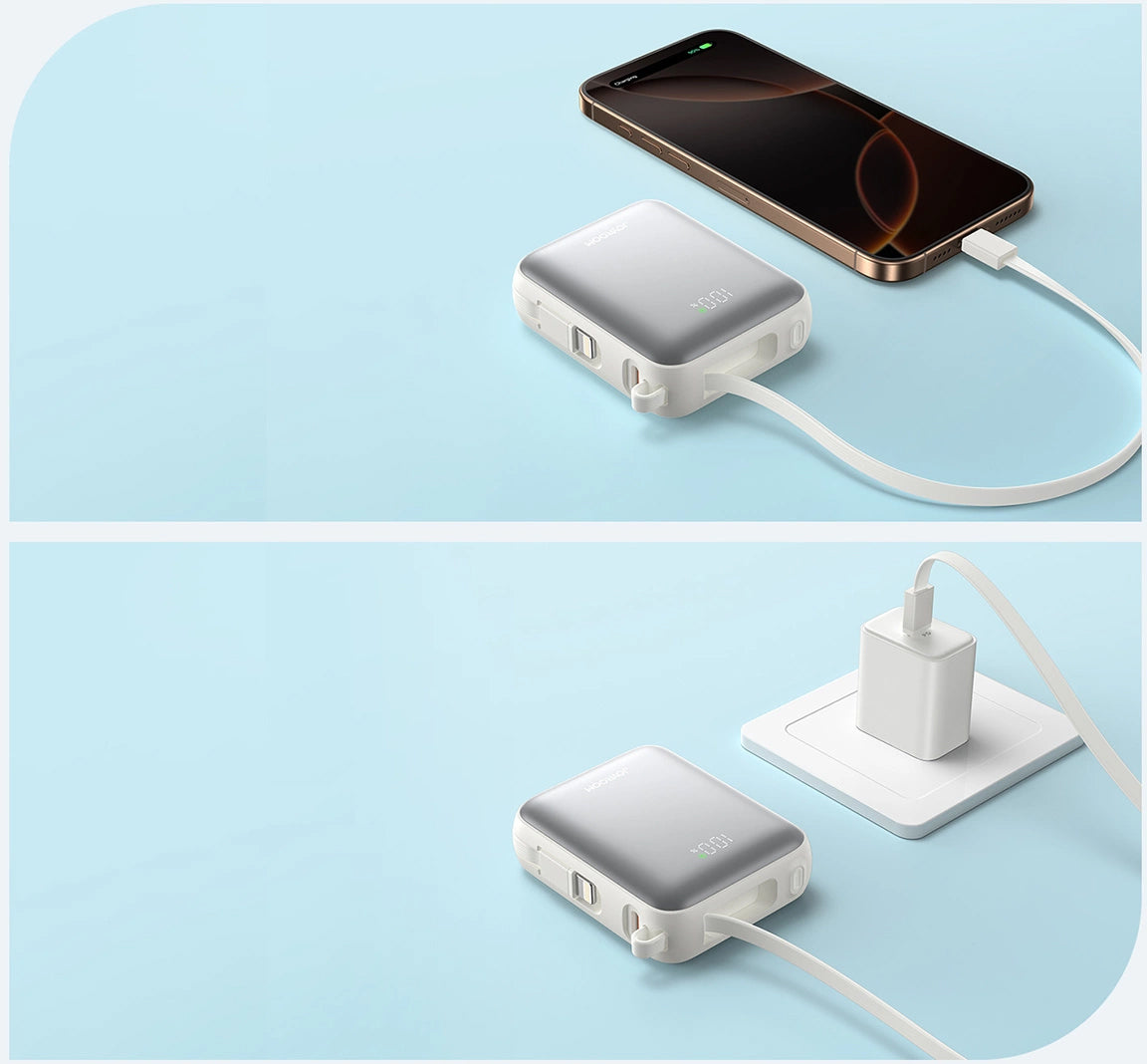 Zunanja baterija Joyroom JR-PBF27, 10000mAh, 22.5W, QC + PD, 1 x Lightning - 2 x USB-C, Bela