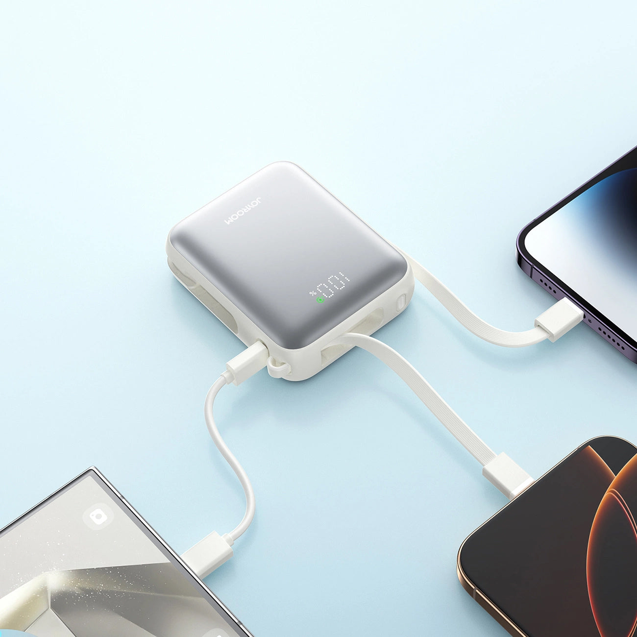 Zunanja baterija Joyroom JR-PBF27, 10000mAh, 22.5W, QC + PD, 1 x Lightning - 2 x USB-C, Bela