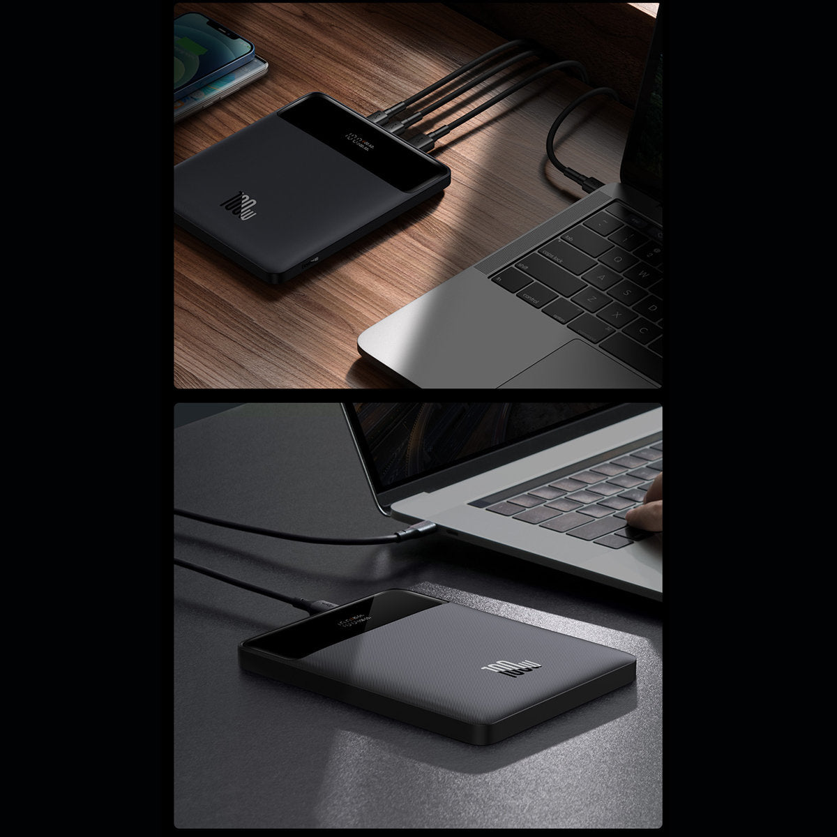 Zunanja baterija Baseus Blade Ultrathin, 20000mAh, 100W, QC + PD, 2 x USB-A - 2 x USB-C, Črna PPBL000201