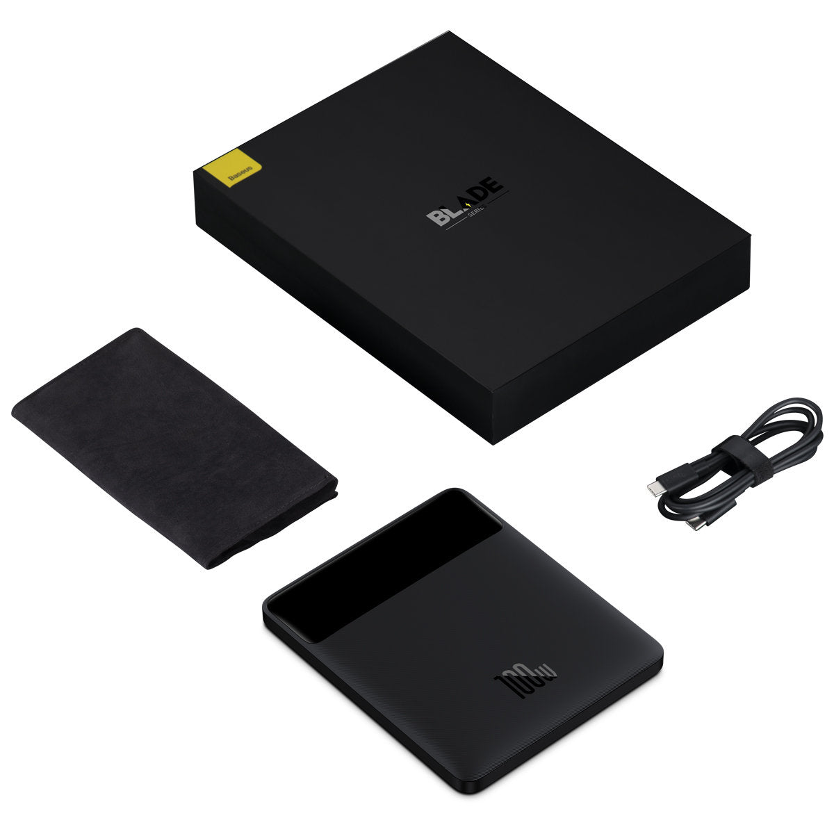 Zunanja baterija Baseus Blade Ultrathin, 20000mAh, 100W, QC + PD, 2 x USB-A - 2 x USB-C, Črna PPBL000201