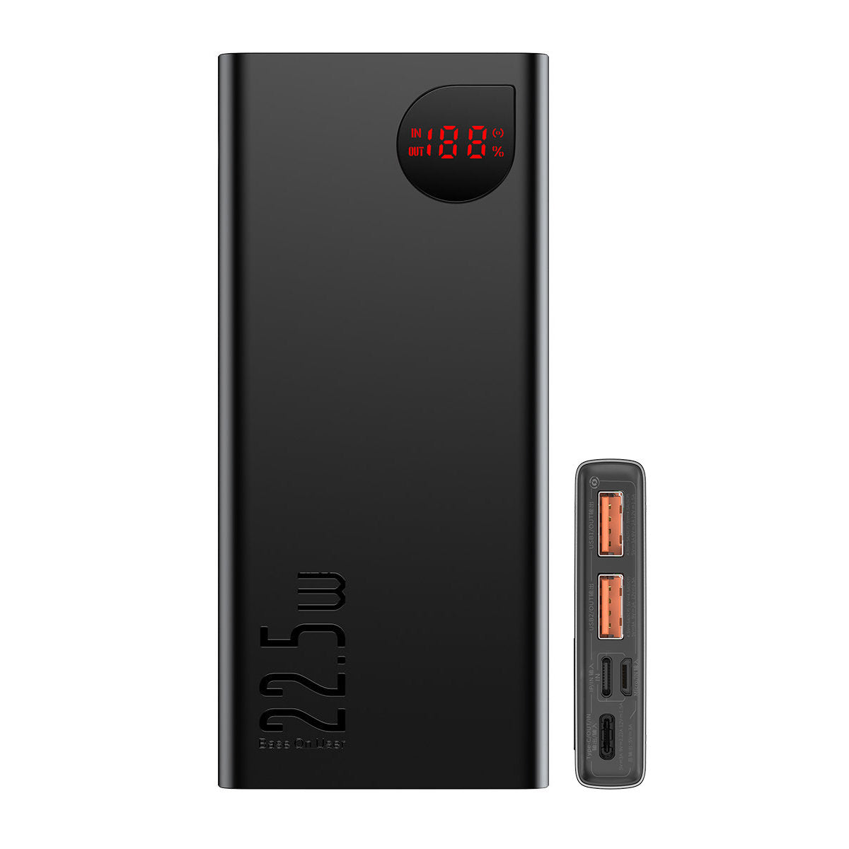 Zunanja baterija Baseus Adaman, 10000mAh, 22.5W, QC + PD, 1 x USB-C - 2 x USB-A, Črna PPAD070001