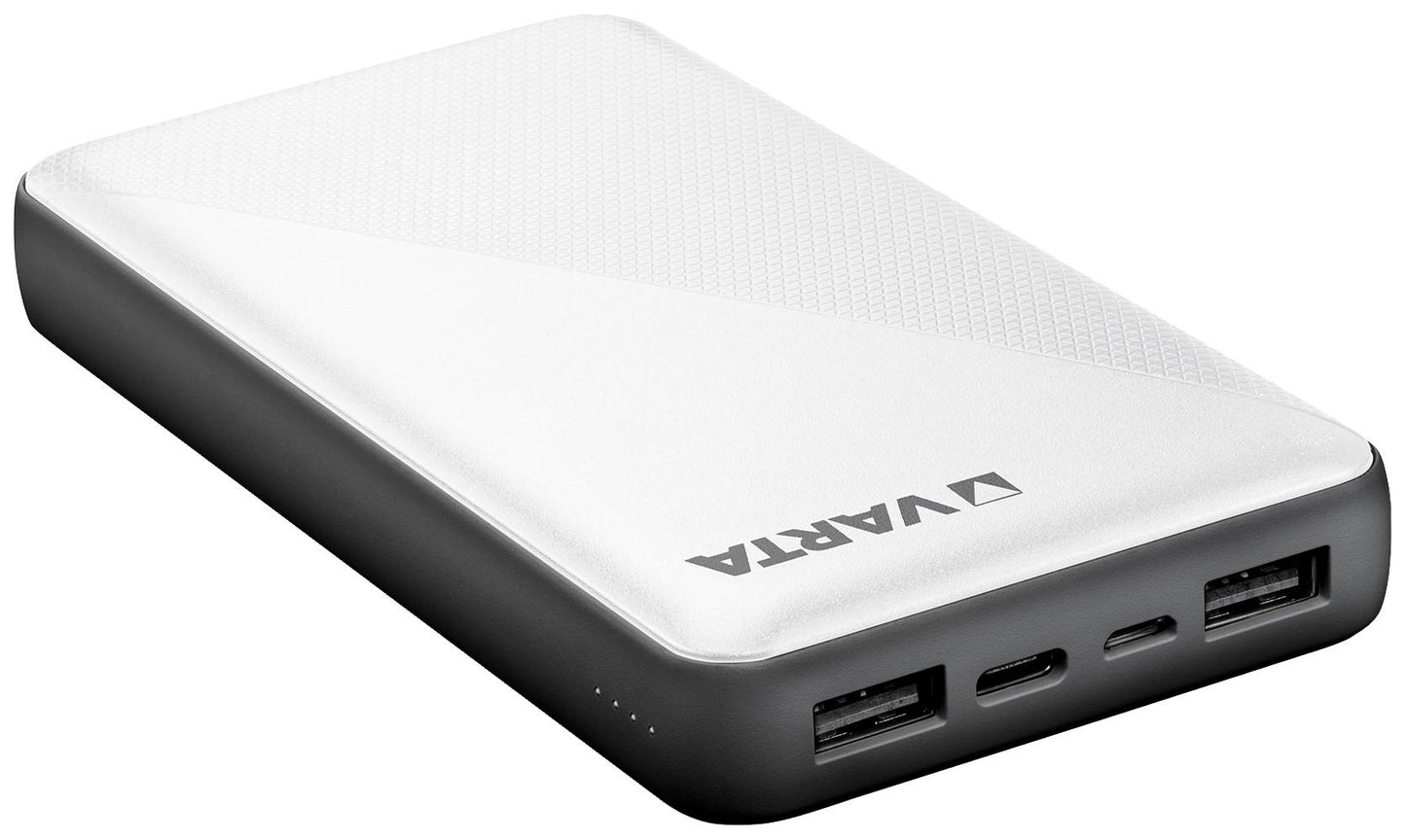 Zunanja baterija Varta Energy, 15000 mAh, 15 W, 2 x USB-A - 1 x USB-C, bela