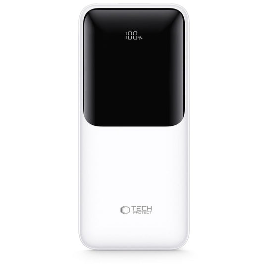 Zunanja baterija Tech-Protect PB02, 20000mAh, 22.5W, QC + PD, 1 x USB-C - 2 x USB-A, Bela