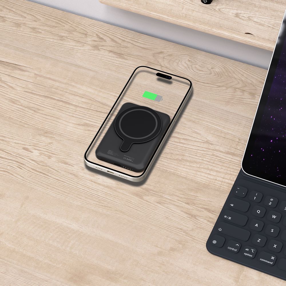 Tech-Protect PB10 LifeMag zunanja brezžična baterija, 5000 mAh, 15 W, PD + FQI, 1 x QI - 1 x USB-C, črna