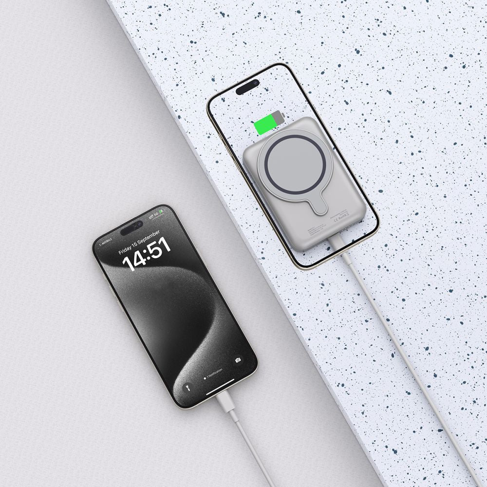 Tech-Protect PB11 LifeMag brezžična zunanja baterija, 10000 mAh, 15 W, PD + FQI, 1 x QI - 1 x USB-C, siva