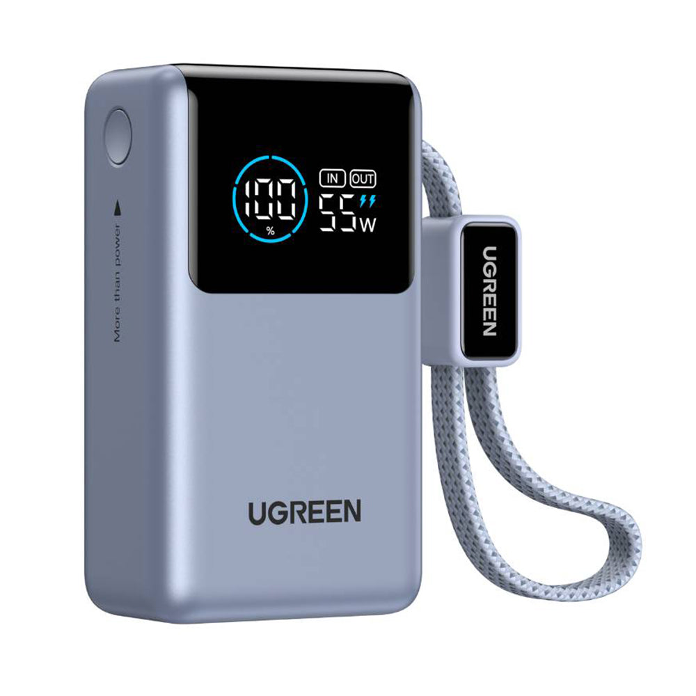 Zunanji akumulator UGREEN Nexode Pro PB727 (75701B), 10000mAh, 55W, QC + PD, 1 x USB-A - 2 x USB-C, Siva