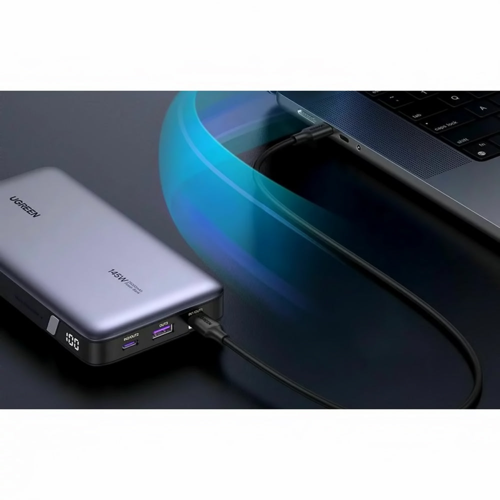 Zunanja baterija UGREEN PB205, 25000mAh, 145W, QC + PD, 1 x USB-A - 2 x USB-C, Siva