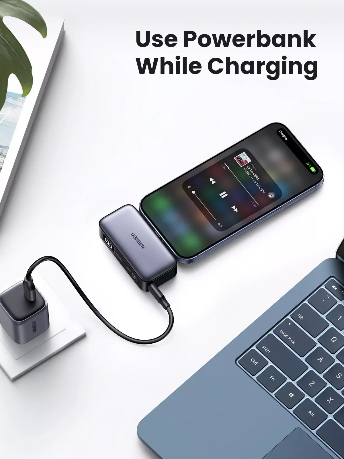 Zunanja baterija UGREEN PB503, 5000mAh, 22.5W, PD, 1 x USB-C, Siva