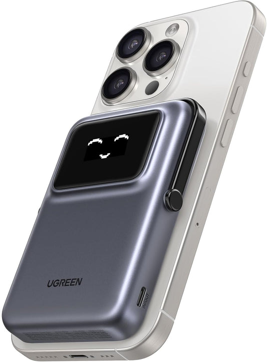Zunanja brezžična baterija UGREEN PB572 Uno, 10000mAh, 20W, PD + FQI, 1 x QI - 1 x USB-C, Siva