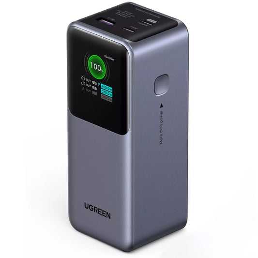 Zunanja baterija UGREEN PB721, 20000mAh, 130W, QC + PD, 1 x USB-A - 2 x USB-C, Siva