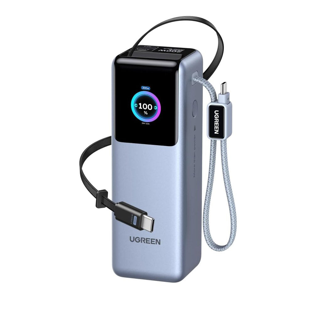 Zunanji akumulator UGREEN PB728 (75702B), 25000mAh, 200W, QC + PD, 1 x USB-A - 3 x USB-C, Siva