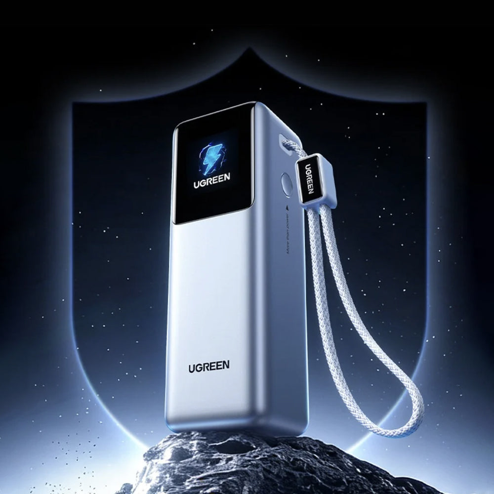 Zunanji akumulator UGREEN PB728 (75702B), 25000mAh, 200W, QC + PD, 1 x USB-A - 3 x USB-C, Siva